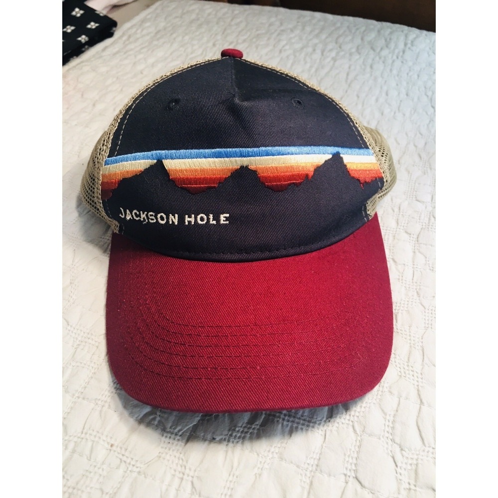 Jackson Hole Wyoming Mountains Sunset Mens Trucker Hat Ventilated Hiking Cap